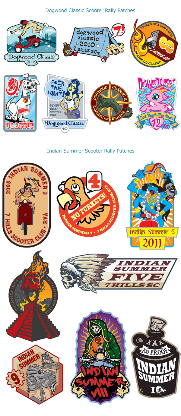 7 Hills Scooter Club Rally Event Patch Designs